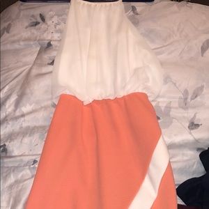 Peach and white colored dress